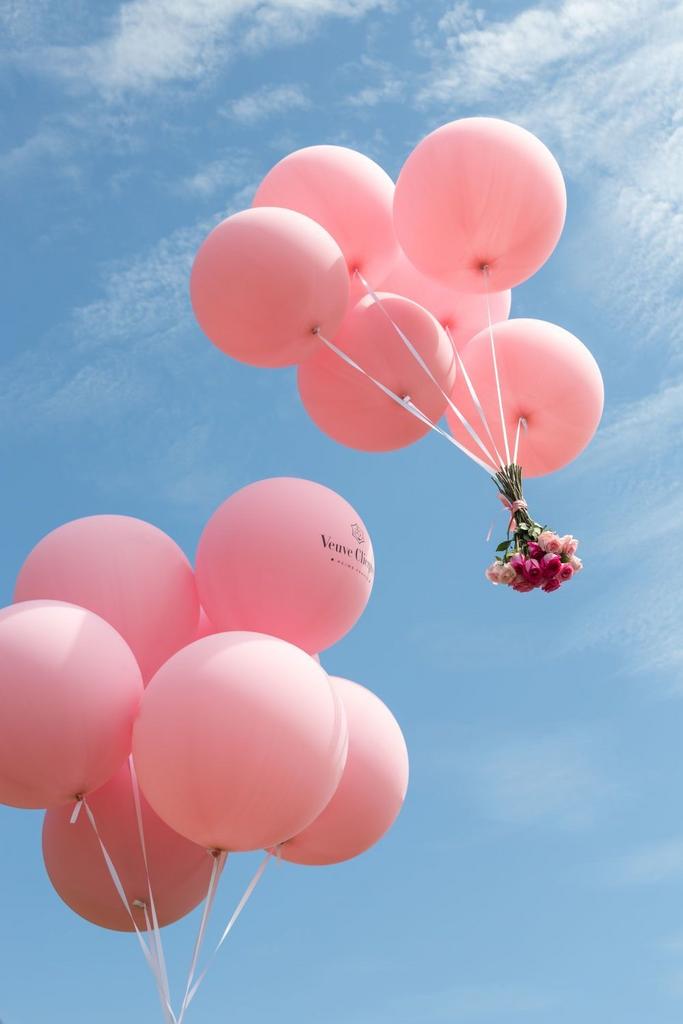 Giant baby pink balloon bunches