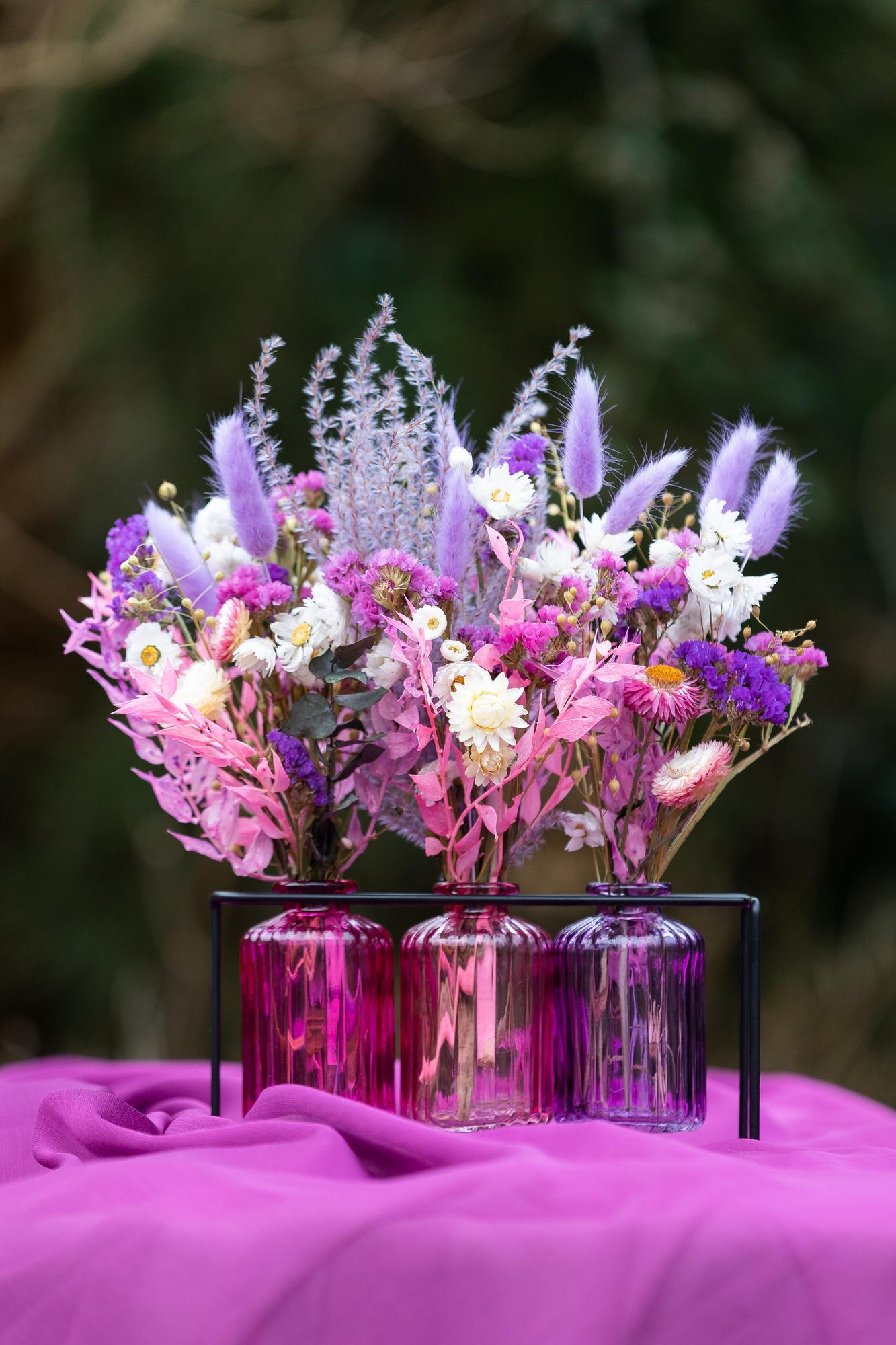 "Pinks and Lilacs" bottles arrangement