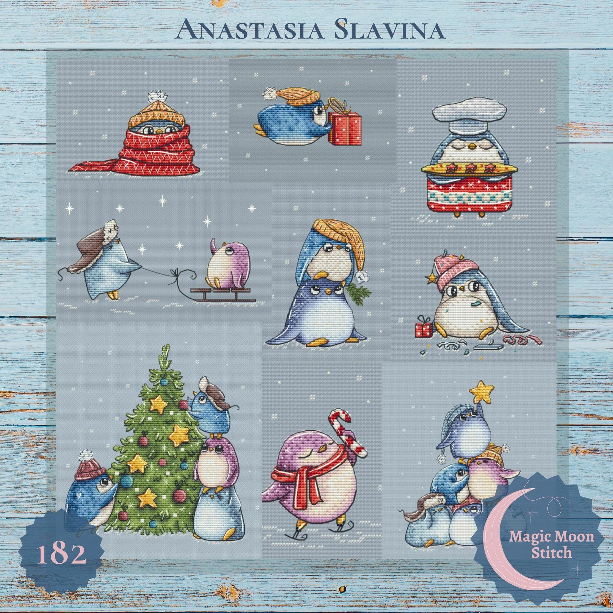 Веселі пінгвіни (набір з 9 схем)