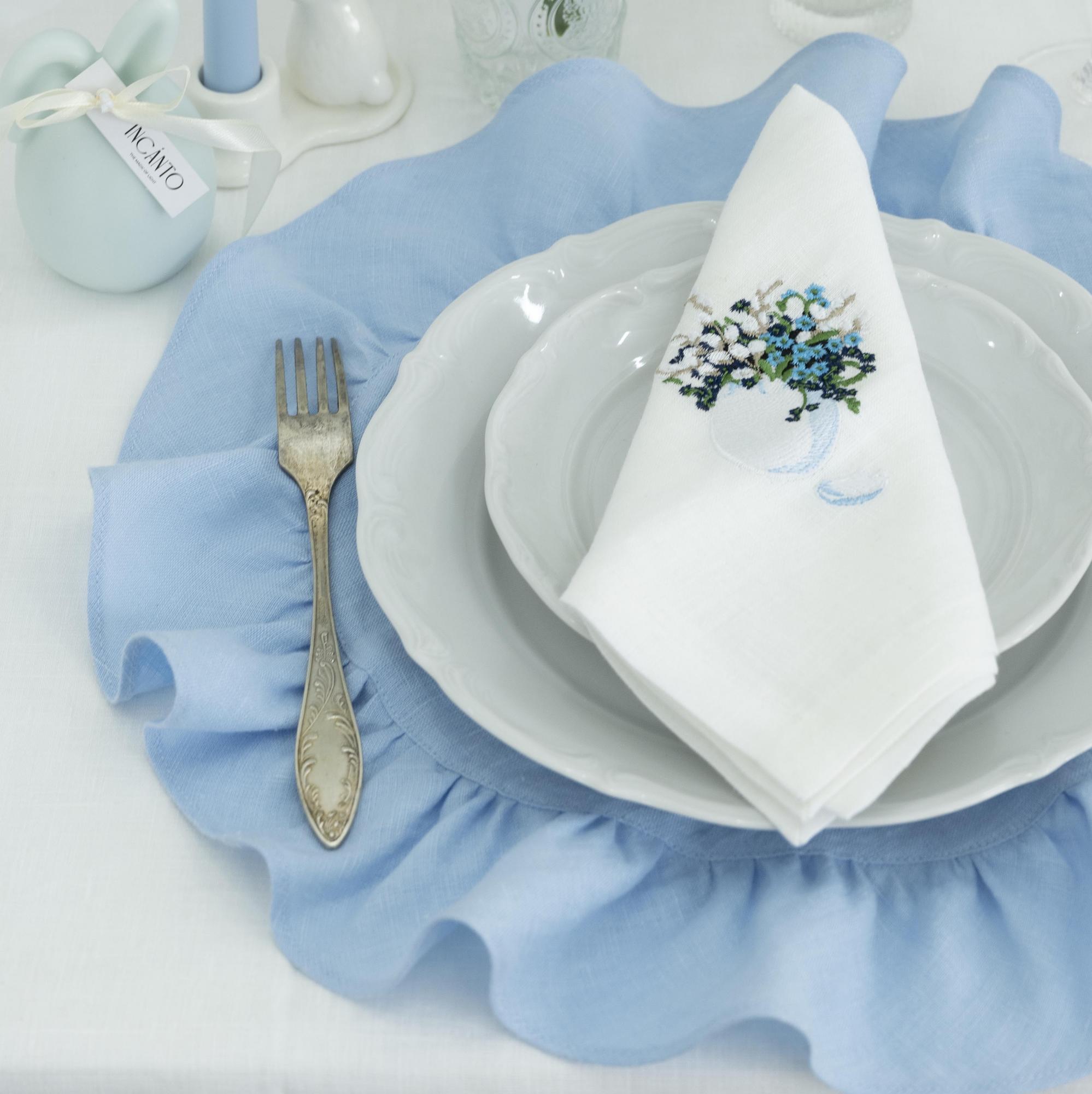 Плейсмат оттенок Аквамарин  с рюшей