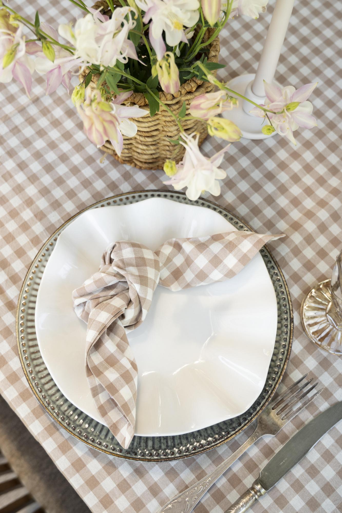 Комплект салфеток бежевая клетка