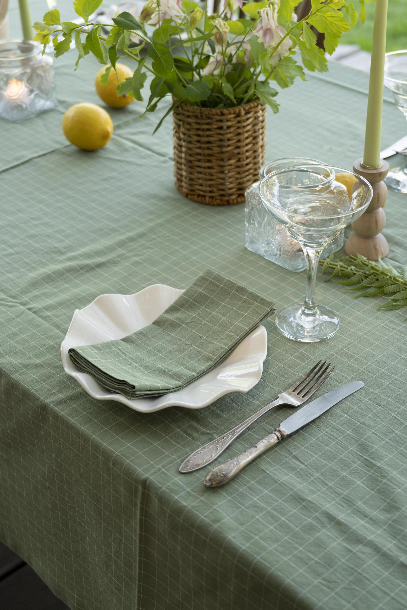 Комплект салфеток оливковая клетка