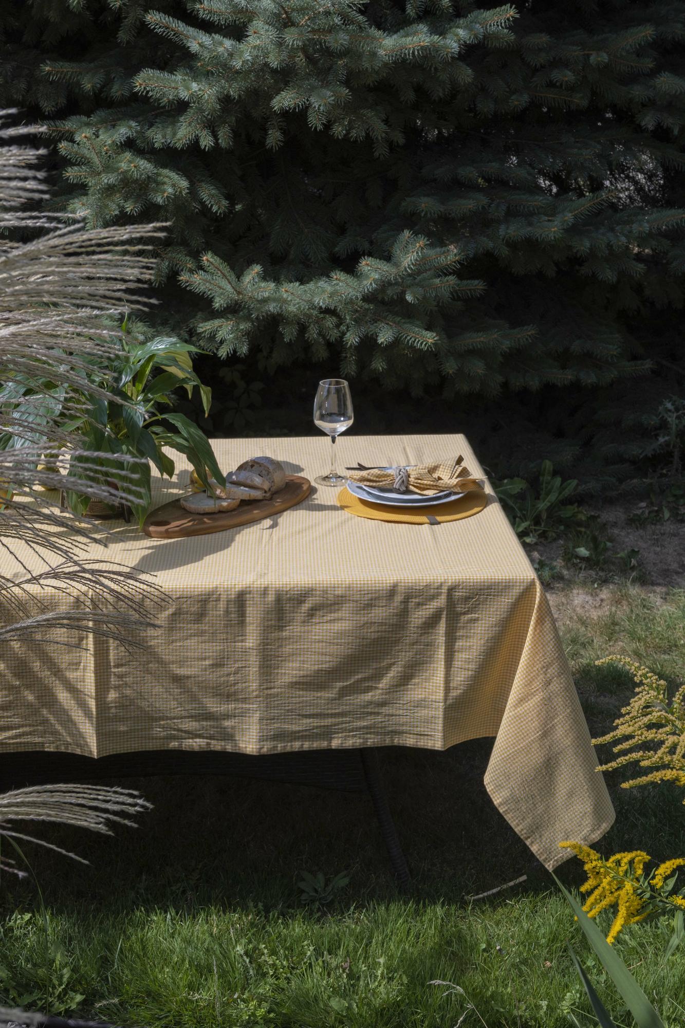 Скатерть хлопковая, желтая клетка