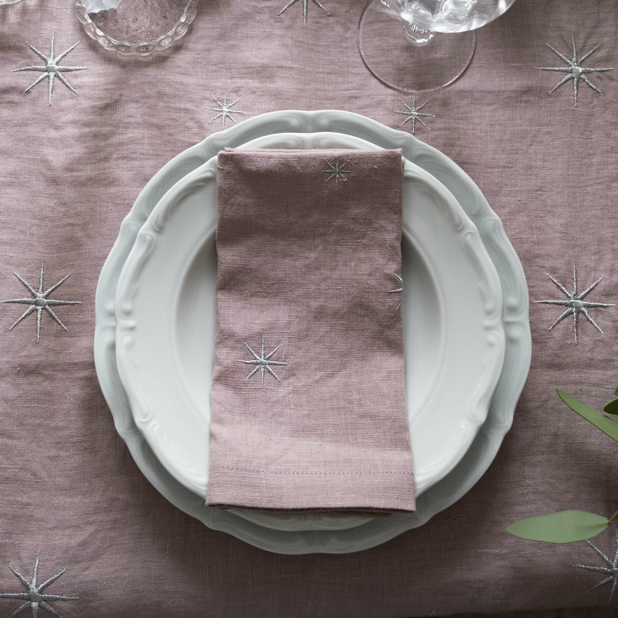 Комплект салфеток оттенок Сорбет с вышивкой Звезды