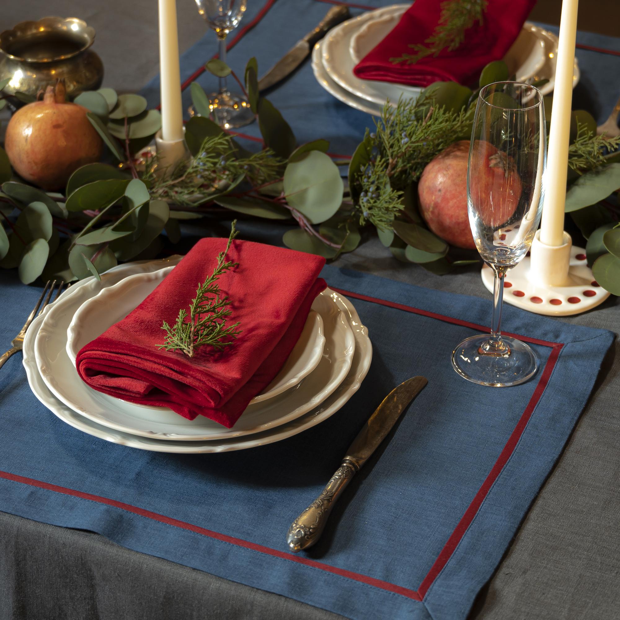 Комплект салфеток оттенок Алый, велюр