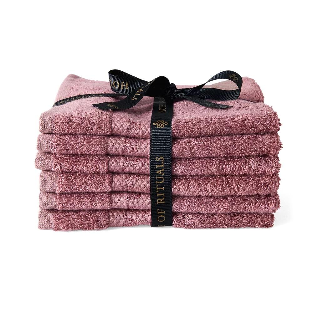 Cotton Guest Towel - Powder Pink - Набір банних рушників, 6 шт, 30*30cm