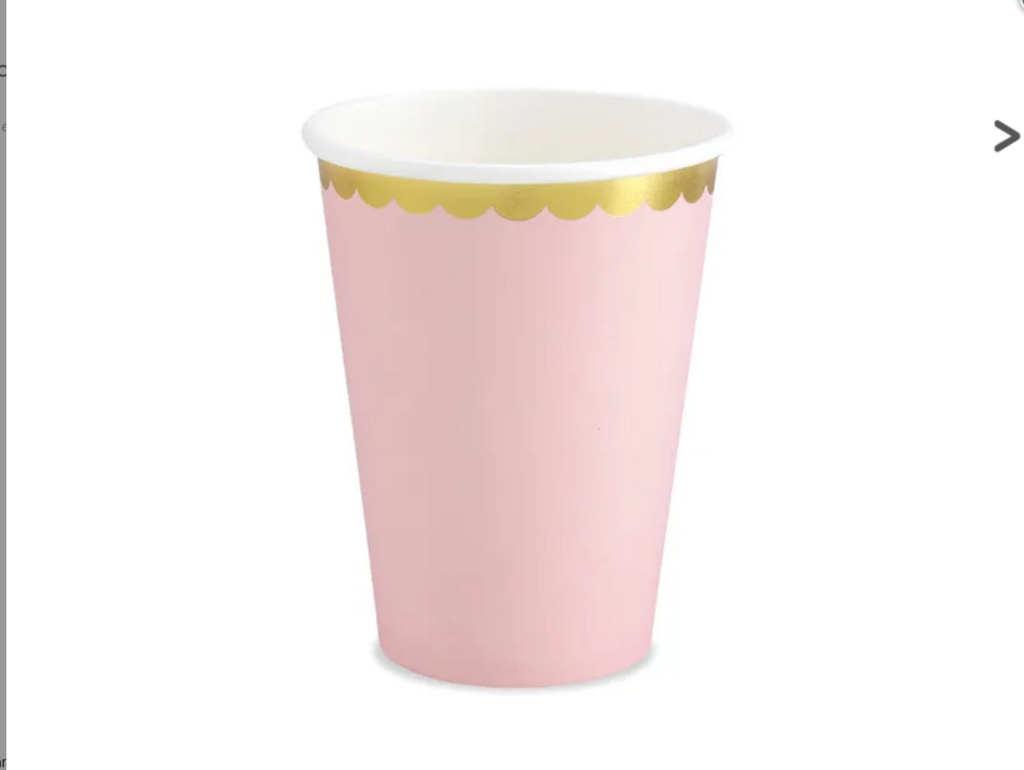 Glāzītes maigi rozā ar zelta maliņu, 220 ml, 6 gab