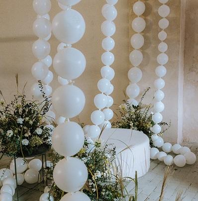 Baloni virtenei, balti, 33cm, 20 gab