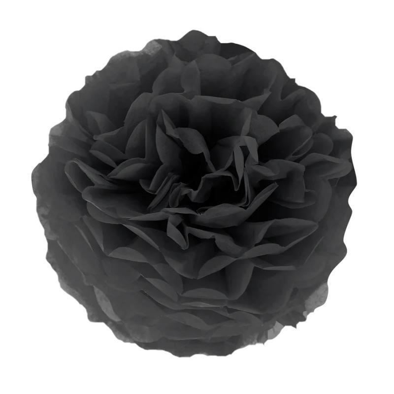 Zīdpapīra pompons melns, 35 cm, 1 gab