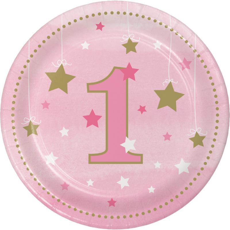 Šķīvji "1 BDay Girl" 18 cm, 8 gab