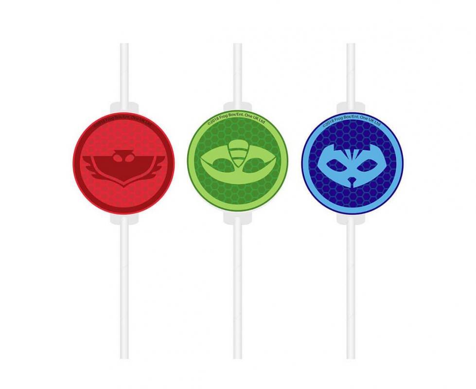 Kokteiļu salmiņi "PJ Masks", 4 gab