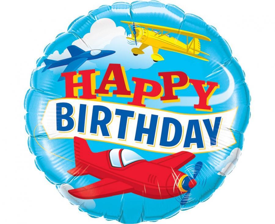 Folijas balons "Planes Happy BDay" , 45 cm