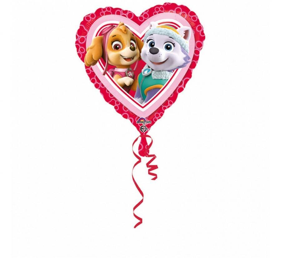 Folija balons "Ķepu patruļā rozā" sirds, 45 cm
