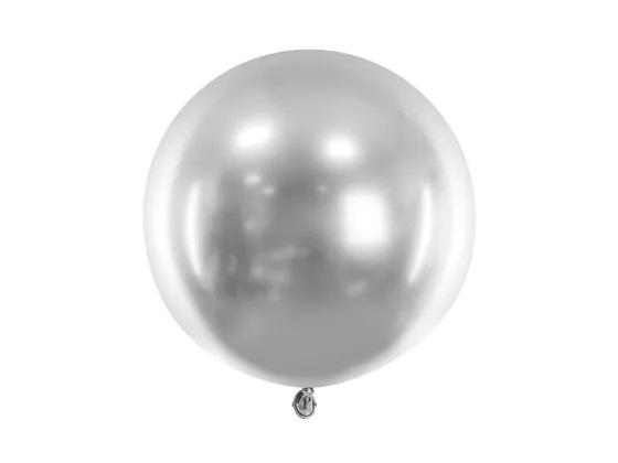 Lateksa balons hromēts, sudraba, 60 cm,  1 gab