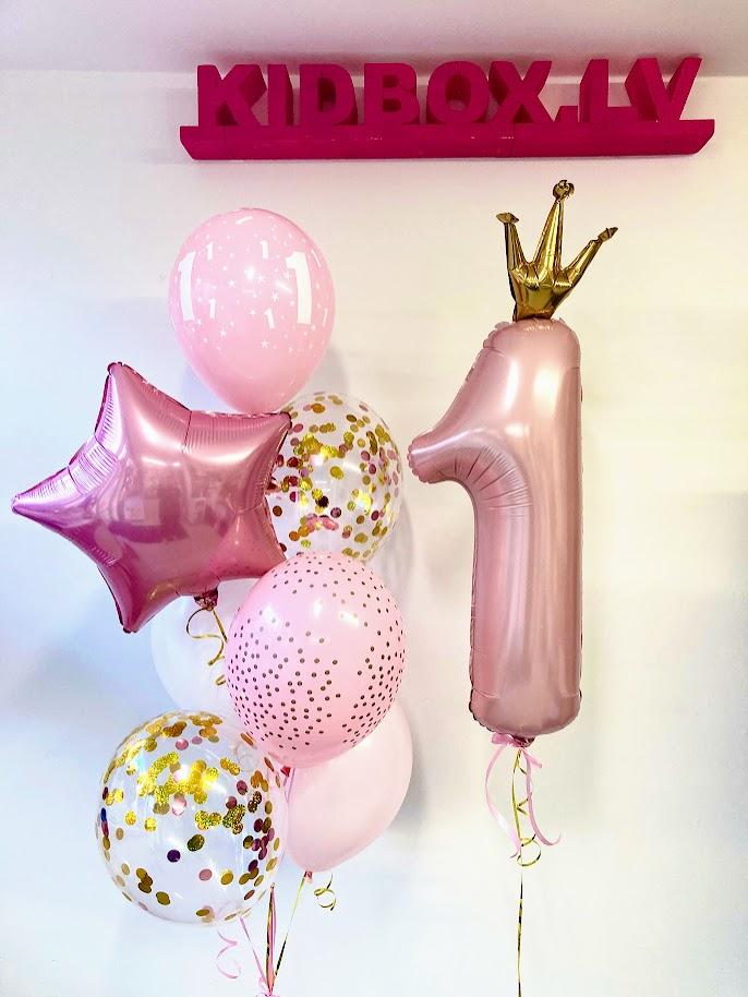 Balons gaiši rozā, cipars 1, 86 cm