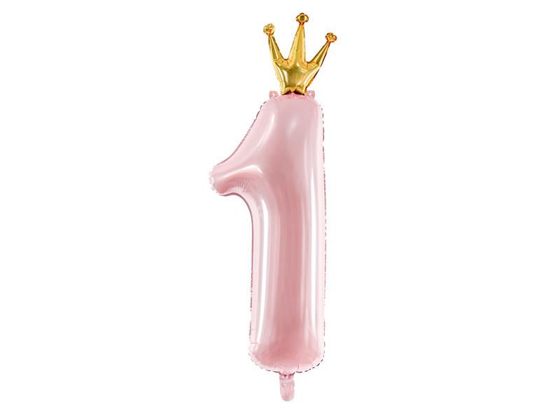 Balons gaiši rozā, cipars 1, 86 cm