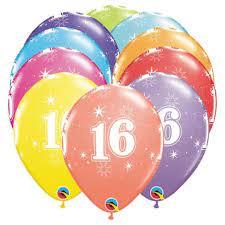 Lateksa baloni ar "16", 1 gab