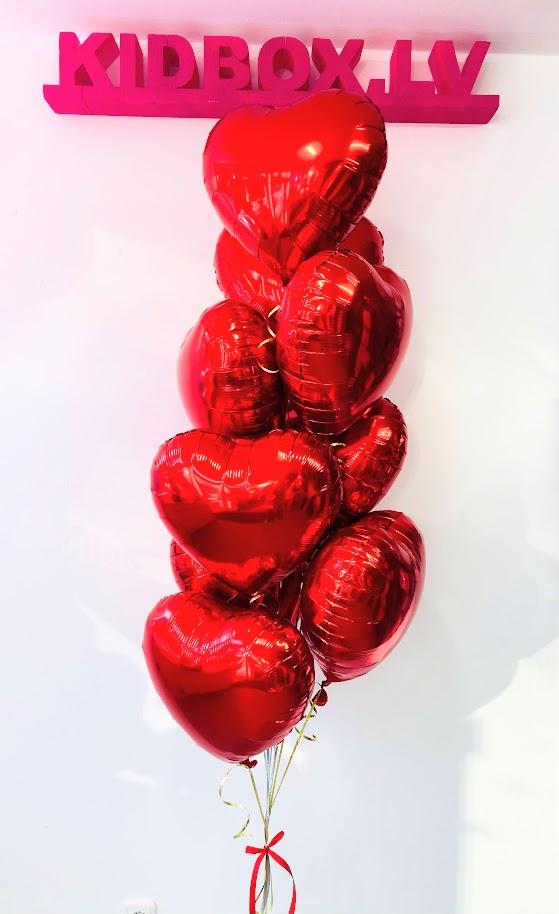 Folijas balons "Sirds" sarkans 45 cm, 10 gab