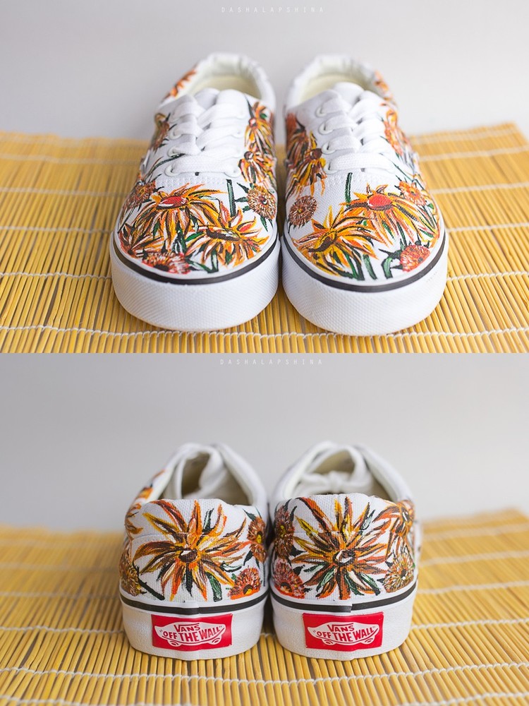 Кеды Vans с росписью - Подсолнухи Ван Гога