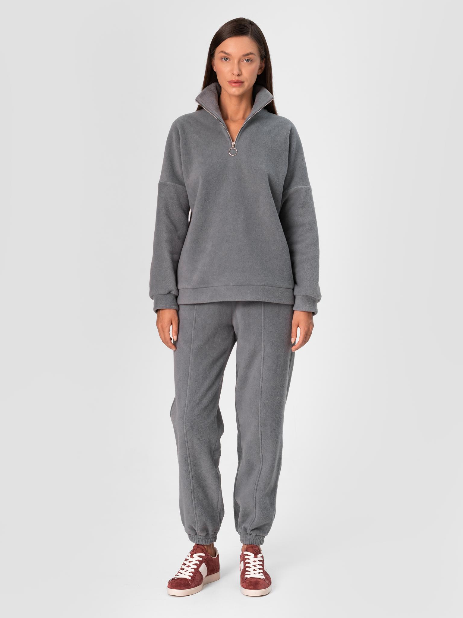 Худи из флиса в стиле oversize на молнии GREY