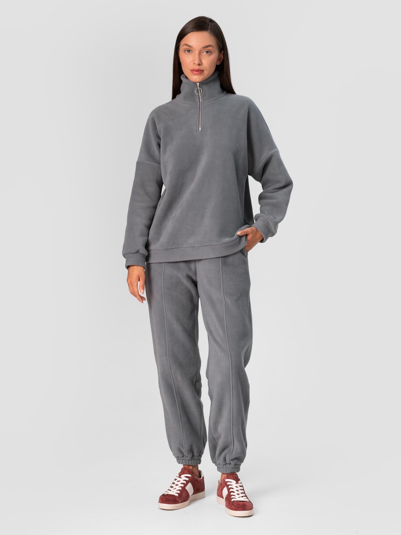 Худи из флиса в стиле oversize на молнии GREY