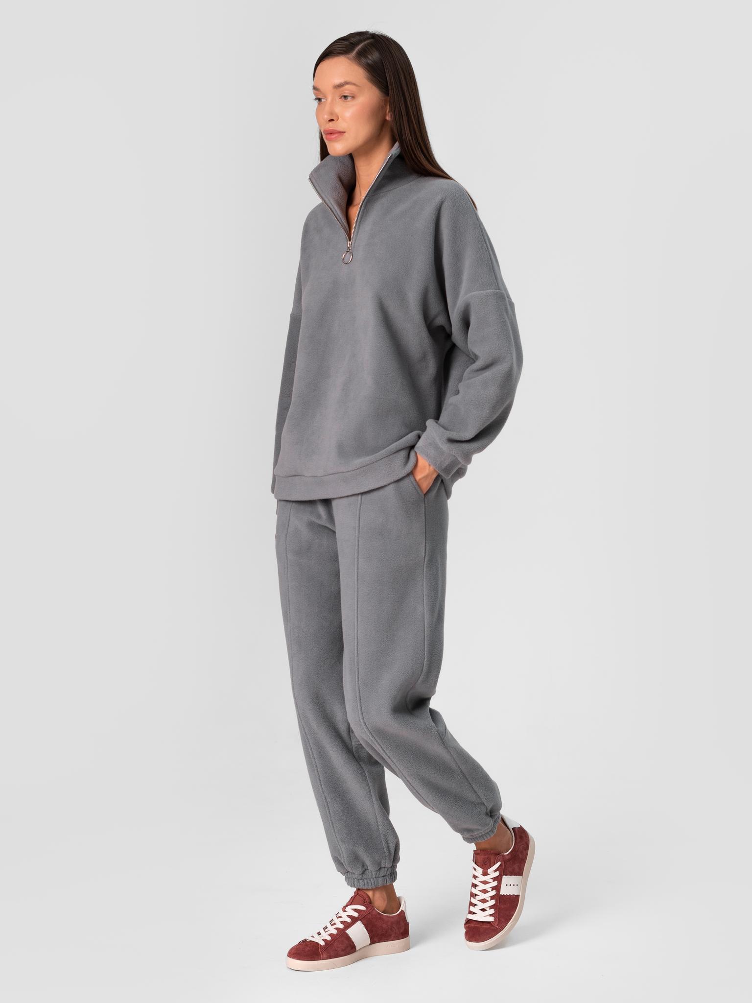Худи из флиса в стиле oversize на молнии GREY