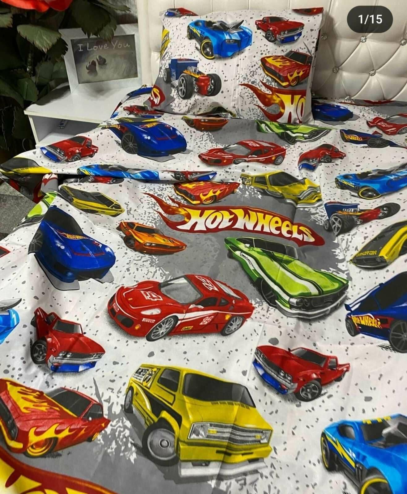 дитяча постільна білизна hot wheels з тачками фото 1