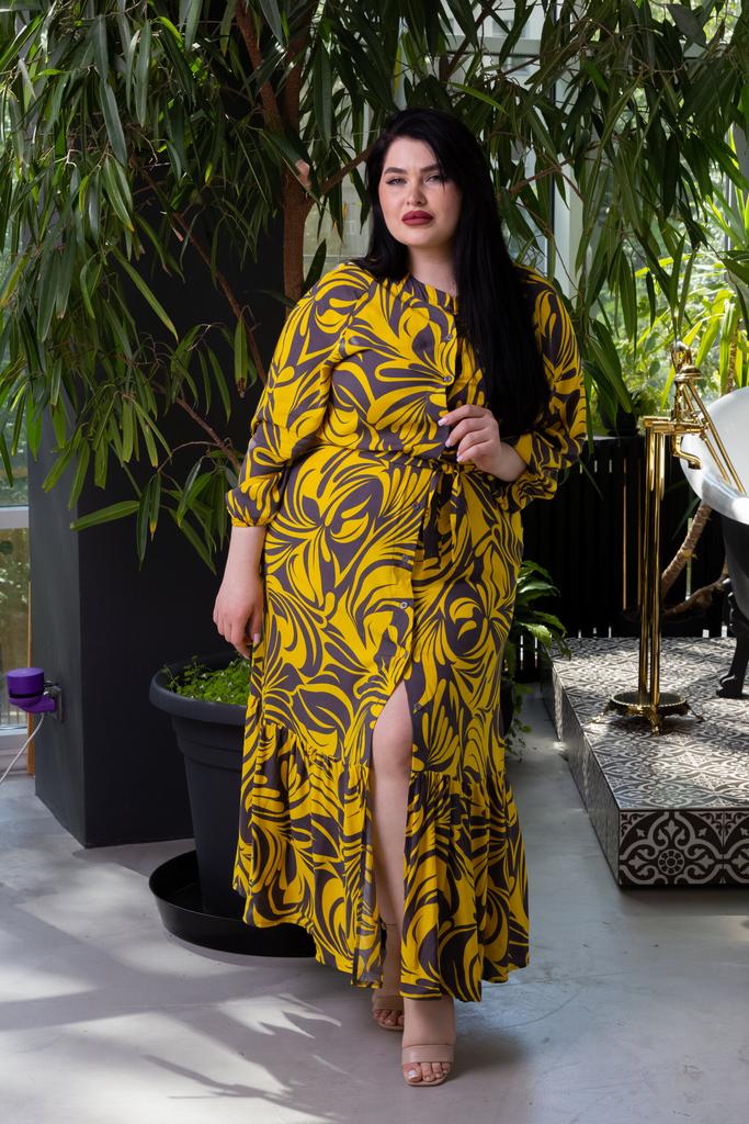 Платье макси желтое