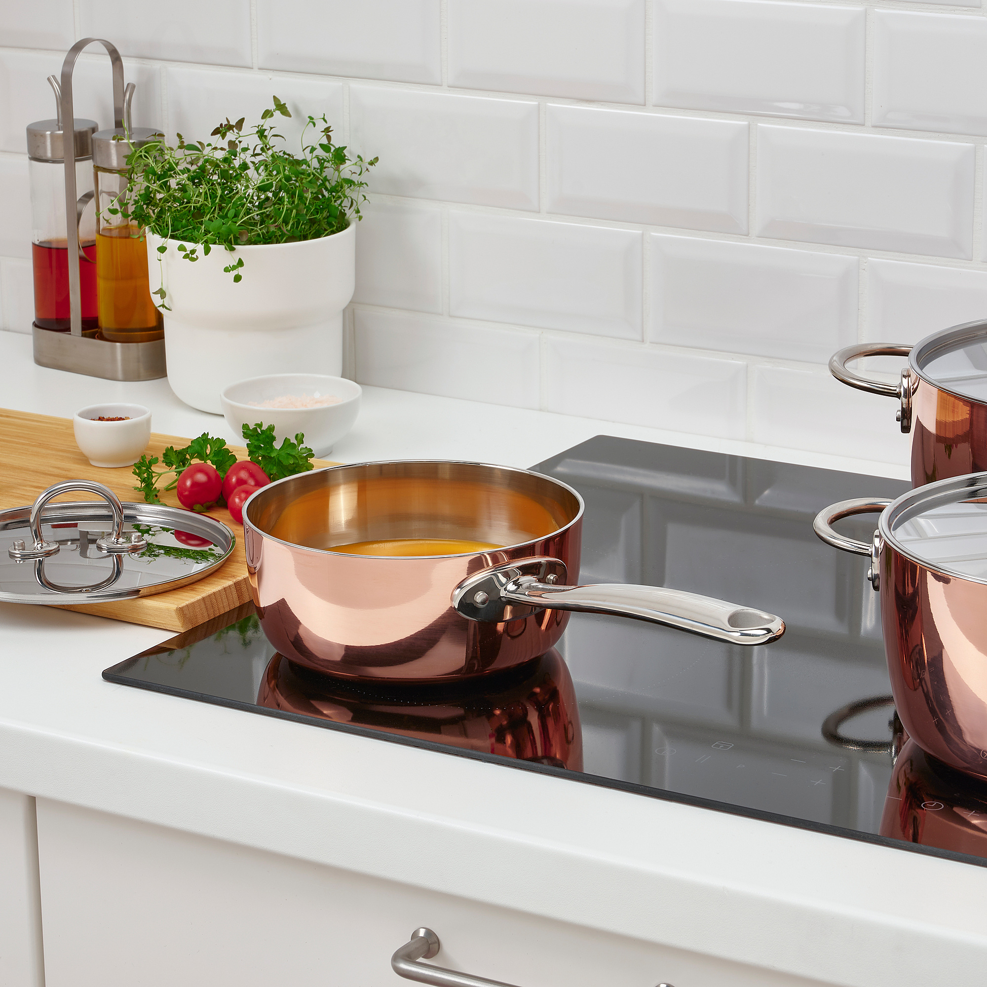 FINMAT IKEA Ковш с крышкой, 1.5 л, медь/нержавеющая сталь