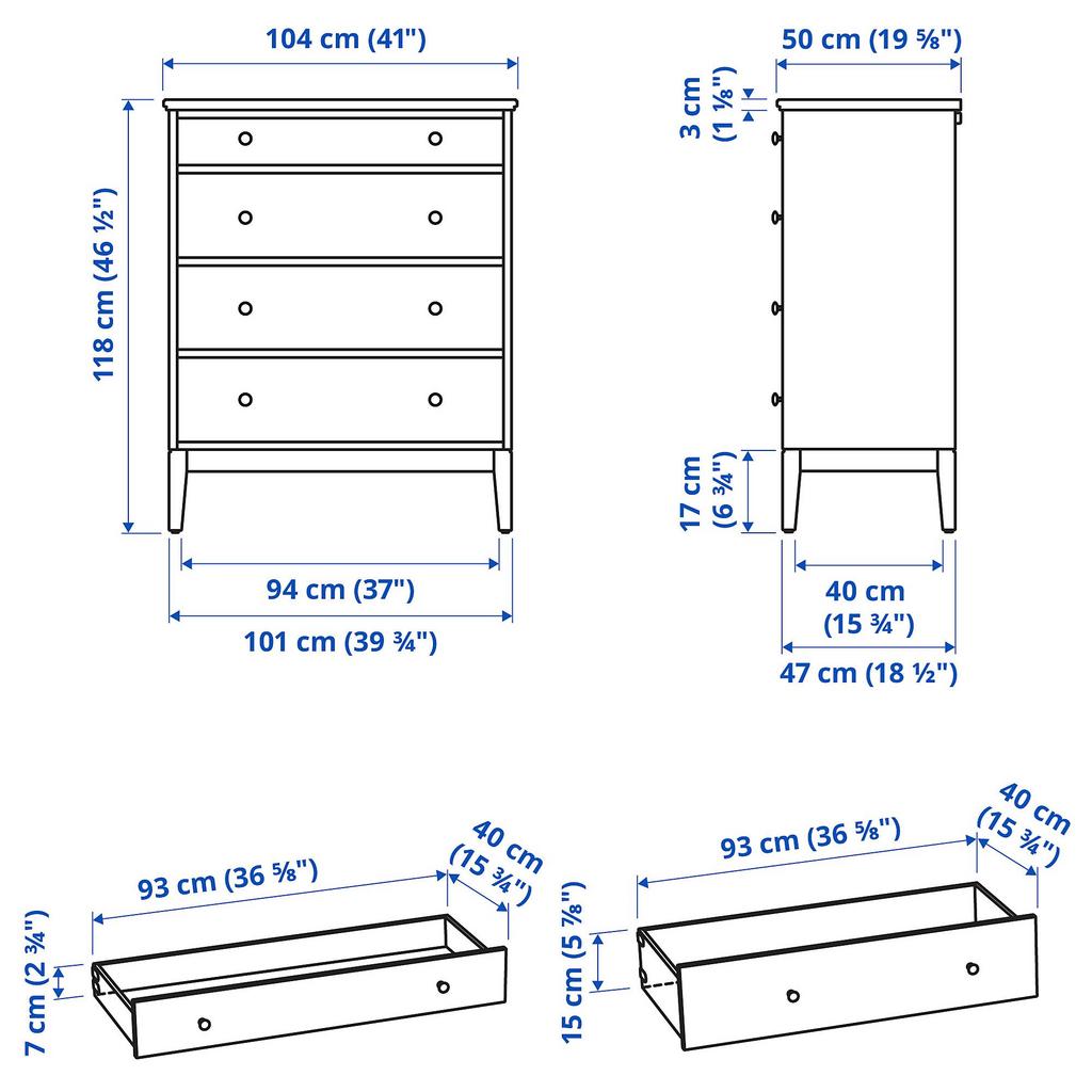 IDANAS IKEA Комод с 4 ящиками, 104x118 см, белый