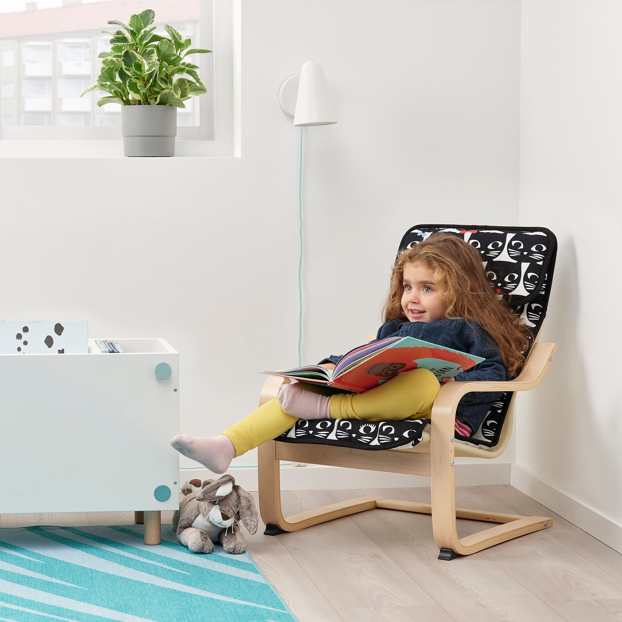 POANG IKEA ПОЭНГ Кресло детское, березовый шпон/черный