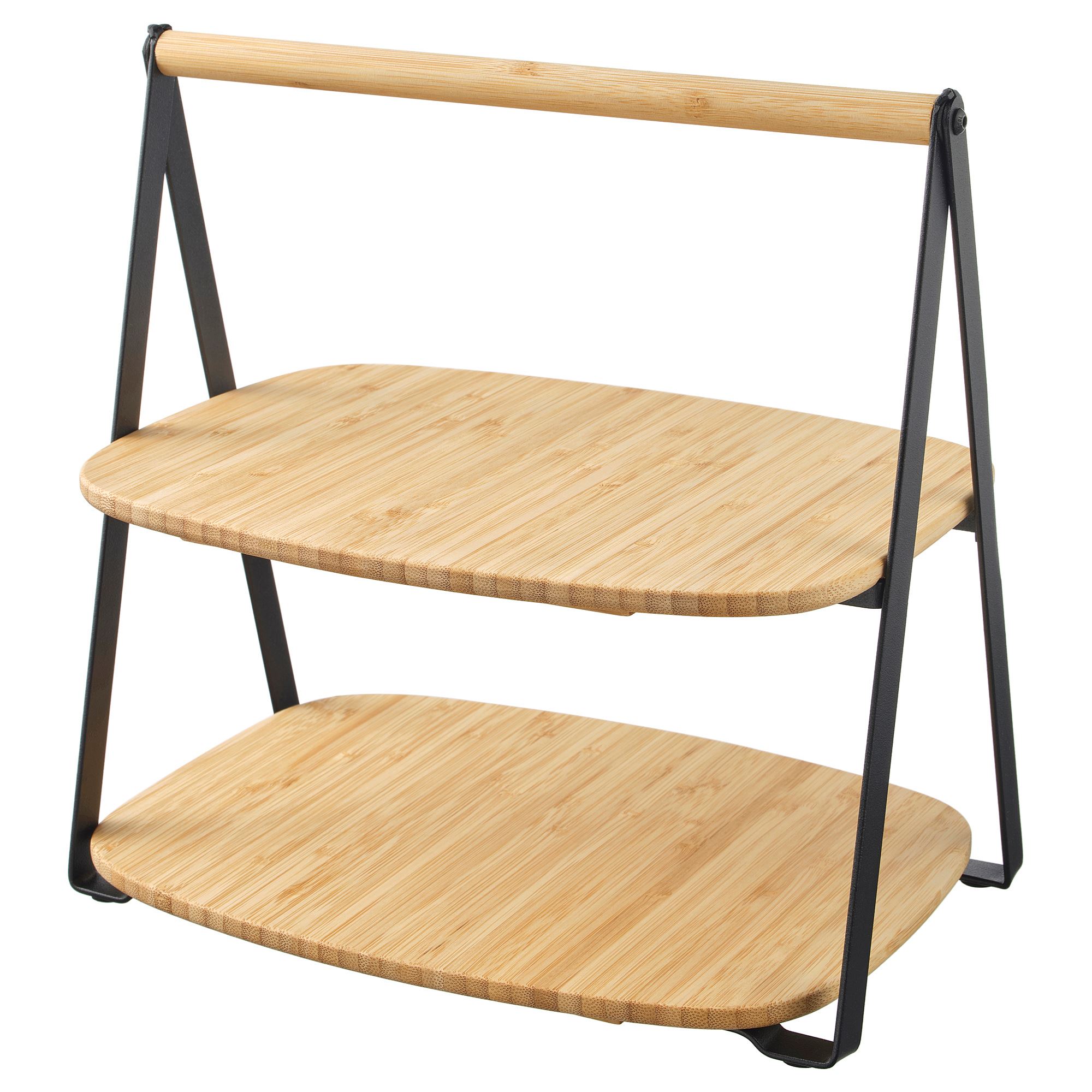 FULLSPACKAD IKEA Поднос сервировочный, бамбук/черный, 28x20 см