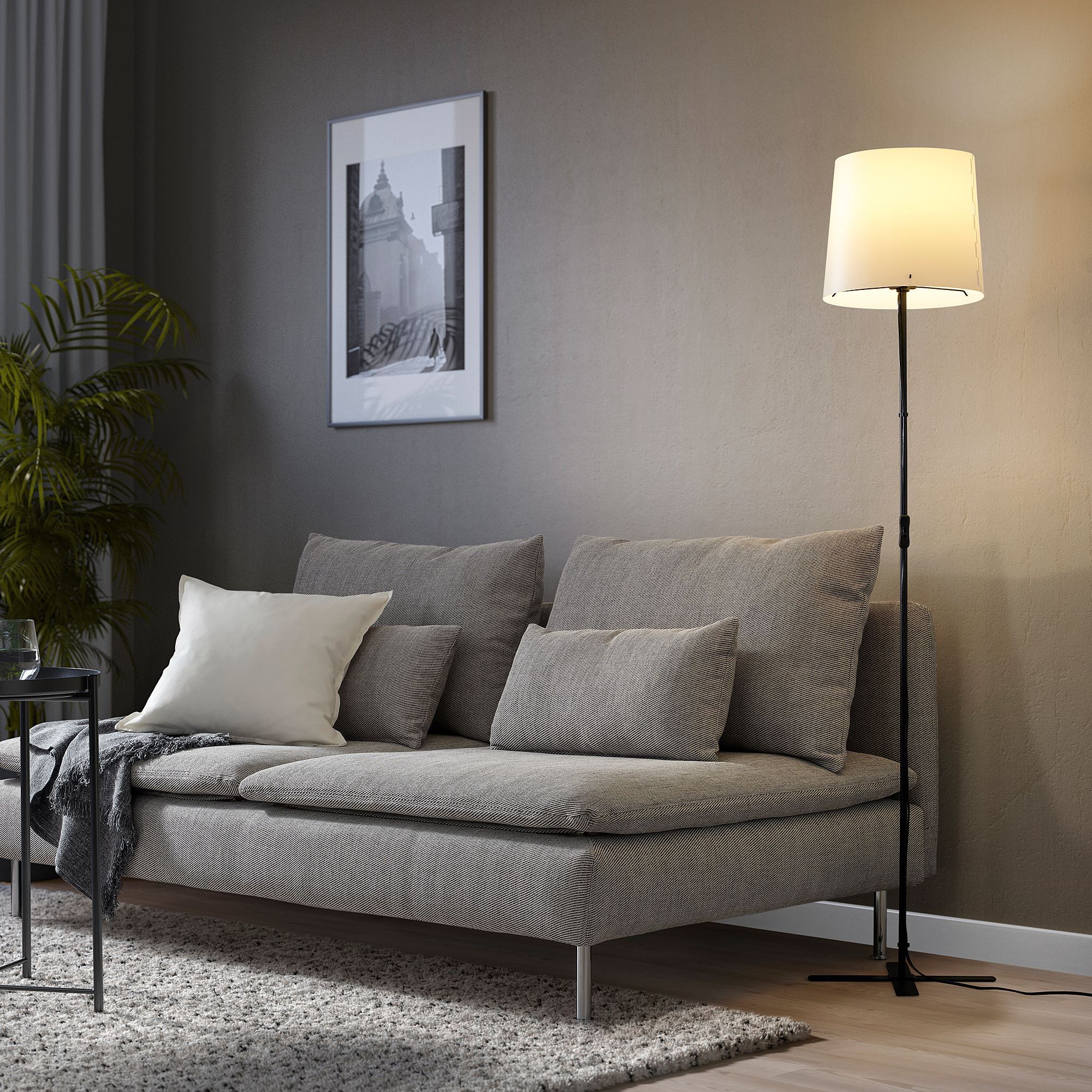 BARLAST IKEA БАРЛАСТ Светильник напольный, черный/белый 150 см