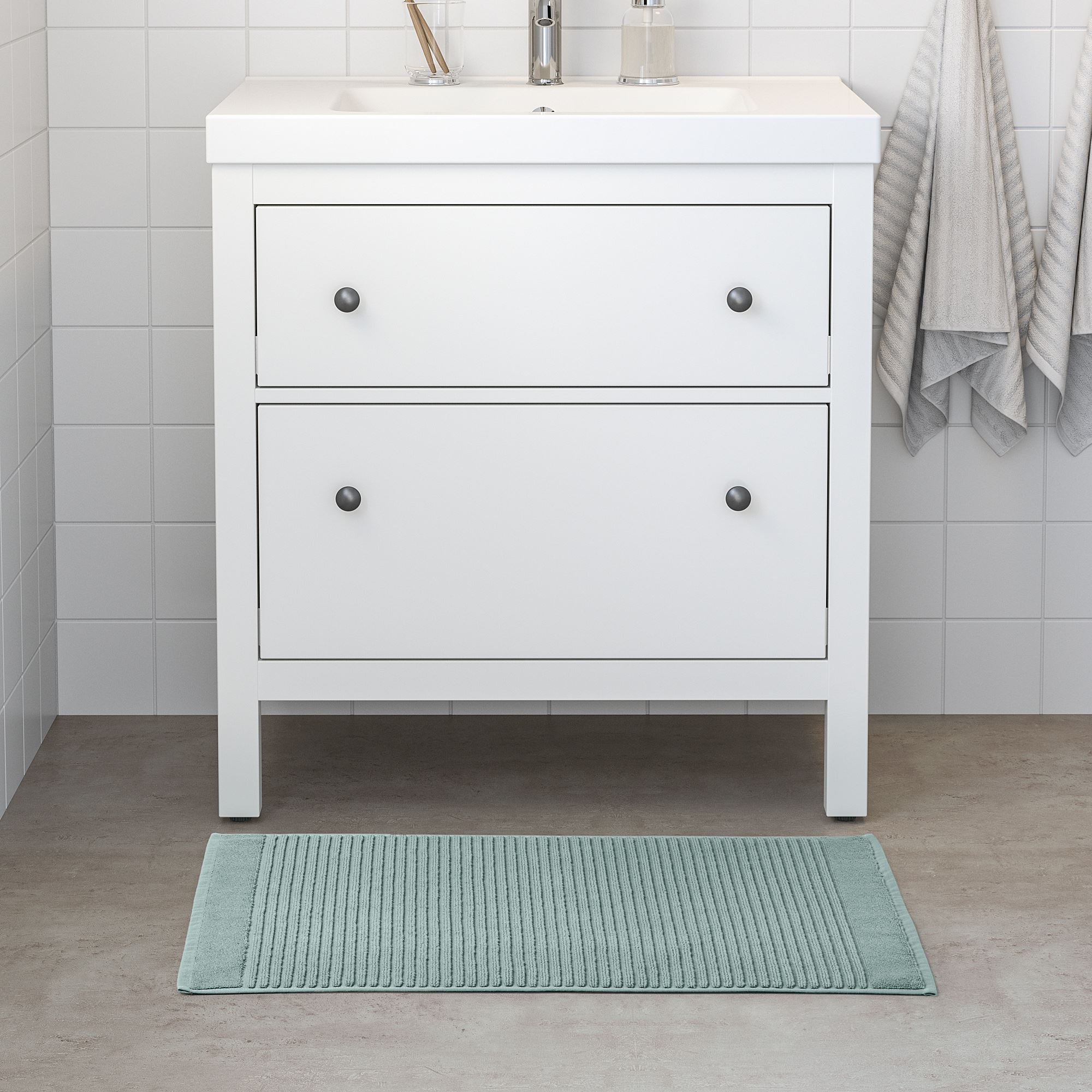 ALSTERN IKEA Коврик для ванной, светлый серо-зеленый, 50x80 см