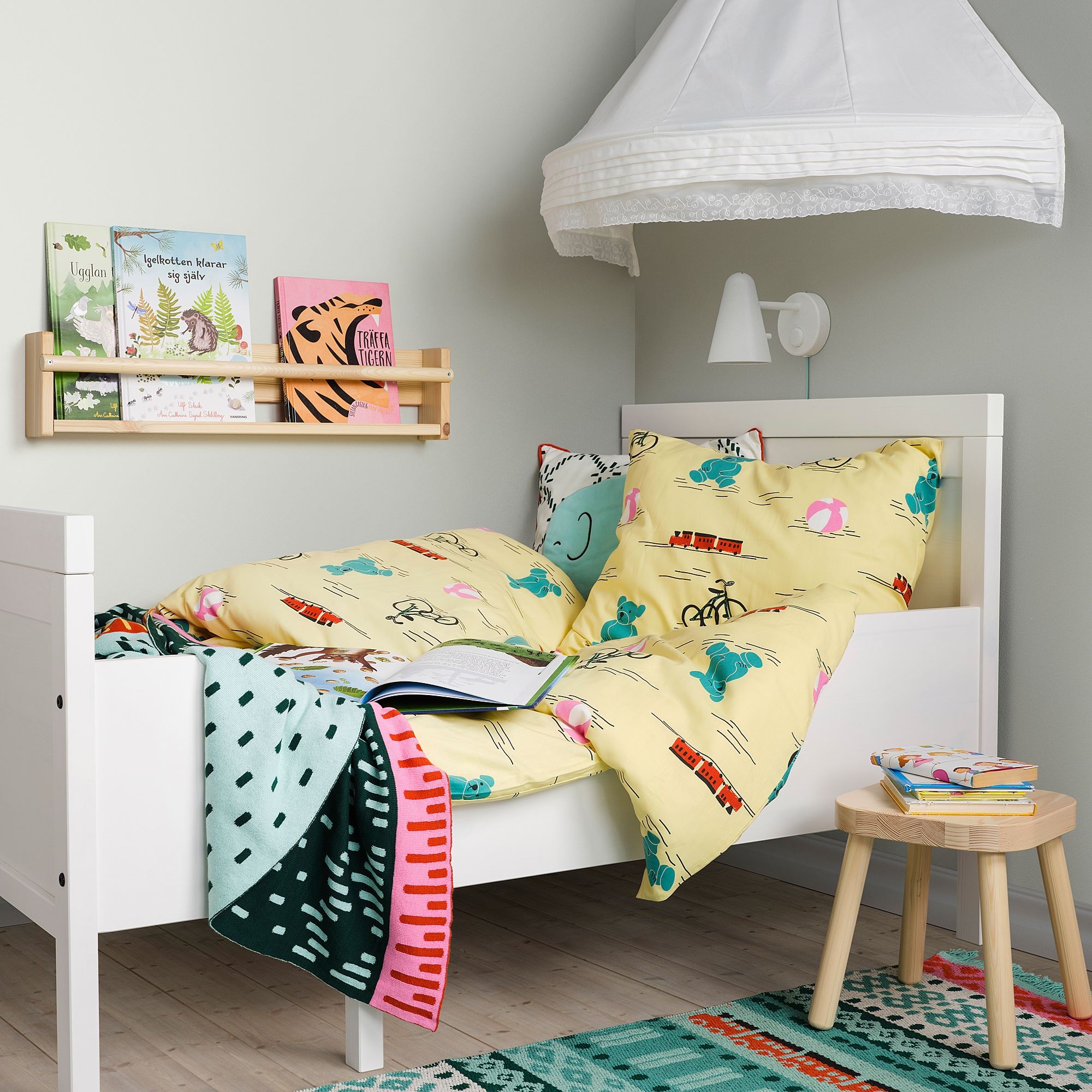 SUNDVIK/LUROY IKEA Раздвижная кровать с реечным дном, белый 80x200 см
