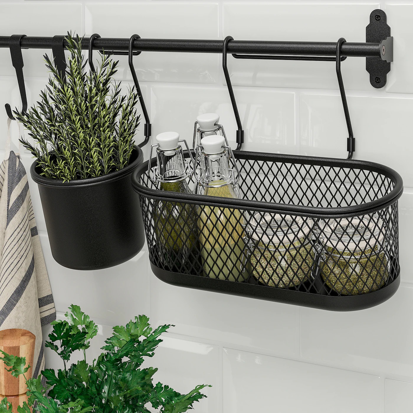 HULTARP IKEA ГУЛЬТАРП Контейнер, черный/сетка31x16 см