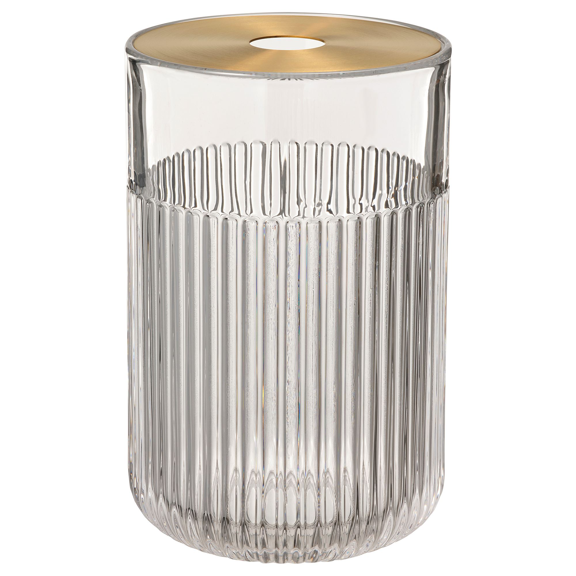 GRADVIS IKEA Vaza, şüşə-qızılı, 21 sm, qapaqlı