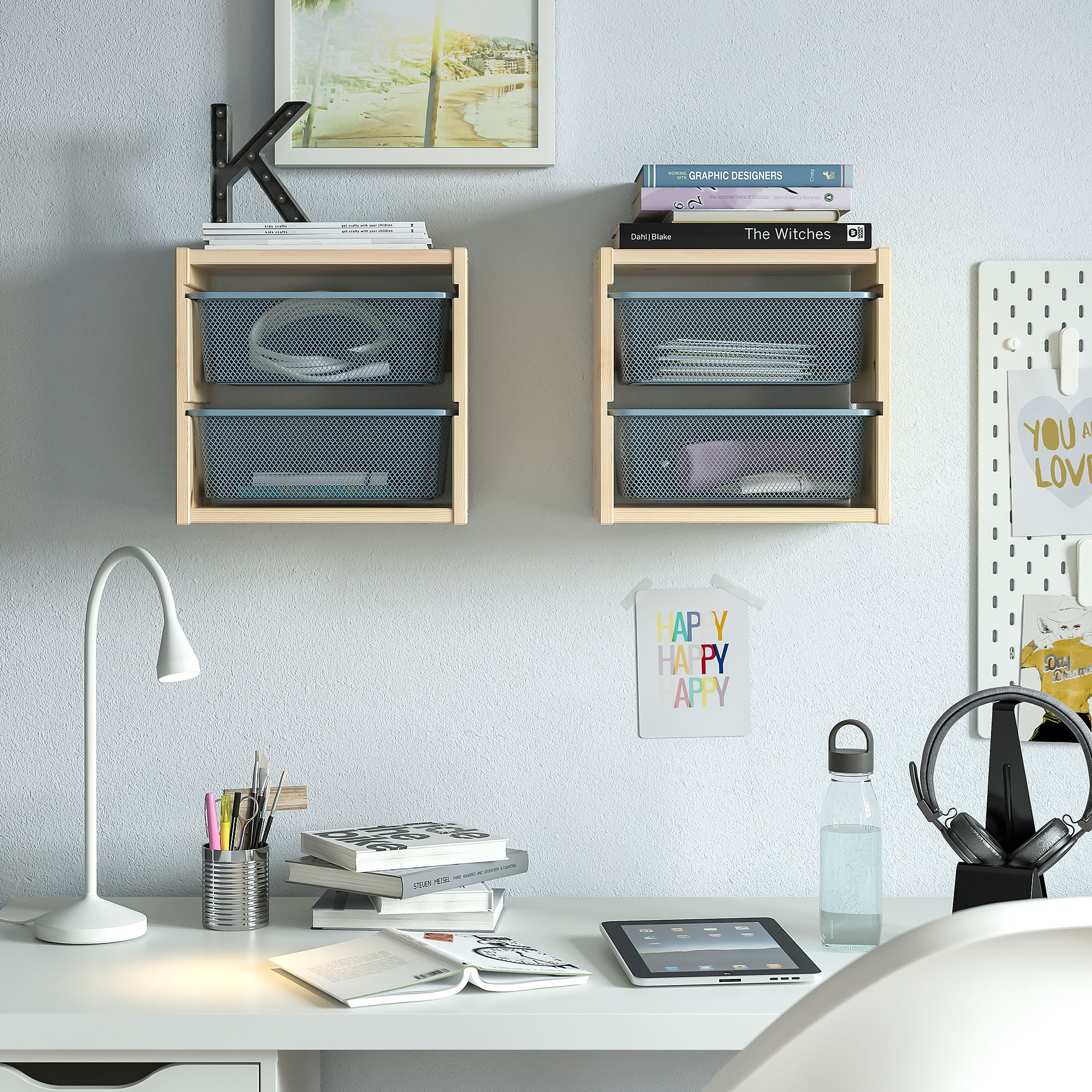 TROFAST IKEA Divar rəfi, taxta, 34x21x30 sm