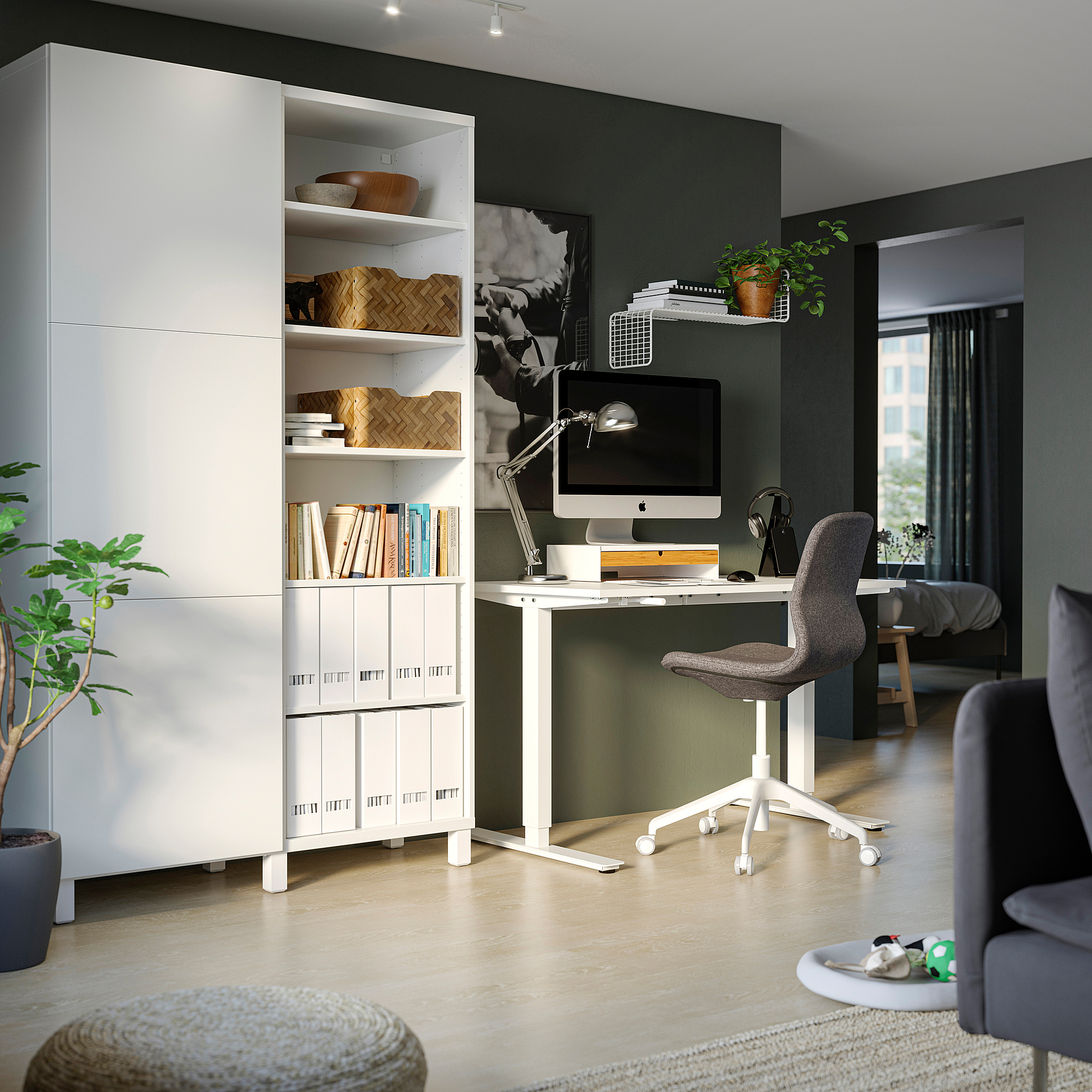 TROTTEN IKEA Masa, hündürlüyü tənzimlənən, ağ, 160x80 sm