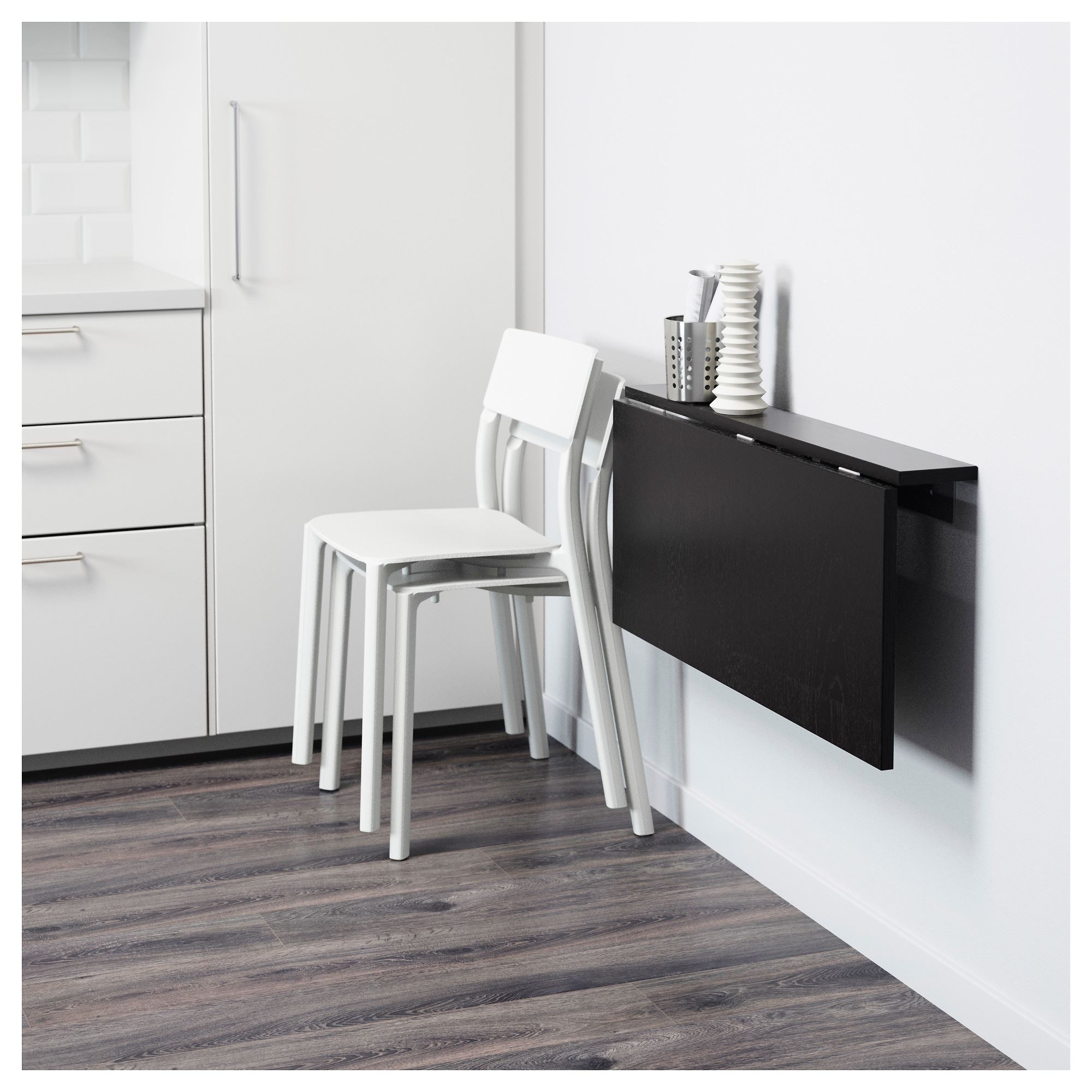 BJURSTA IKEA Divara quraşdırılan, qatlanan masa, qara 90x50 sm.