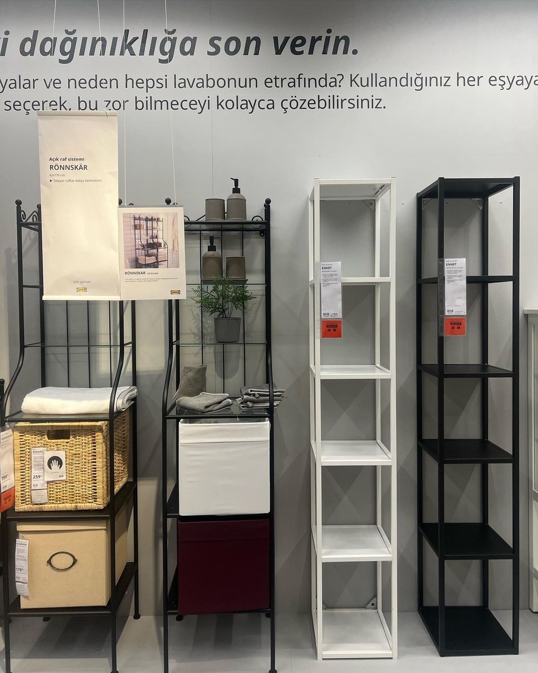 ENHET IKEA Rəf, qara, 30x30x180 sm