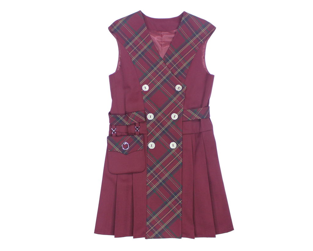 TARTAN BURGUNDY DRESS, MODEL 195