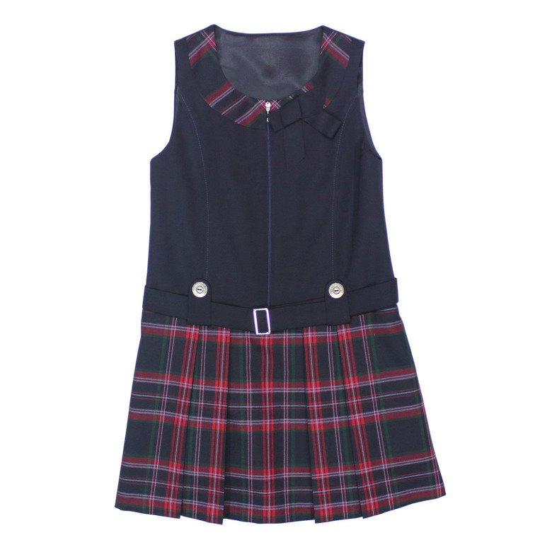 TARTAN PINAFORE ON FRONT ZIPPER, MODEL 134