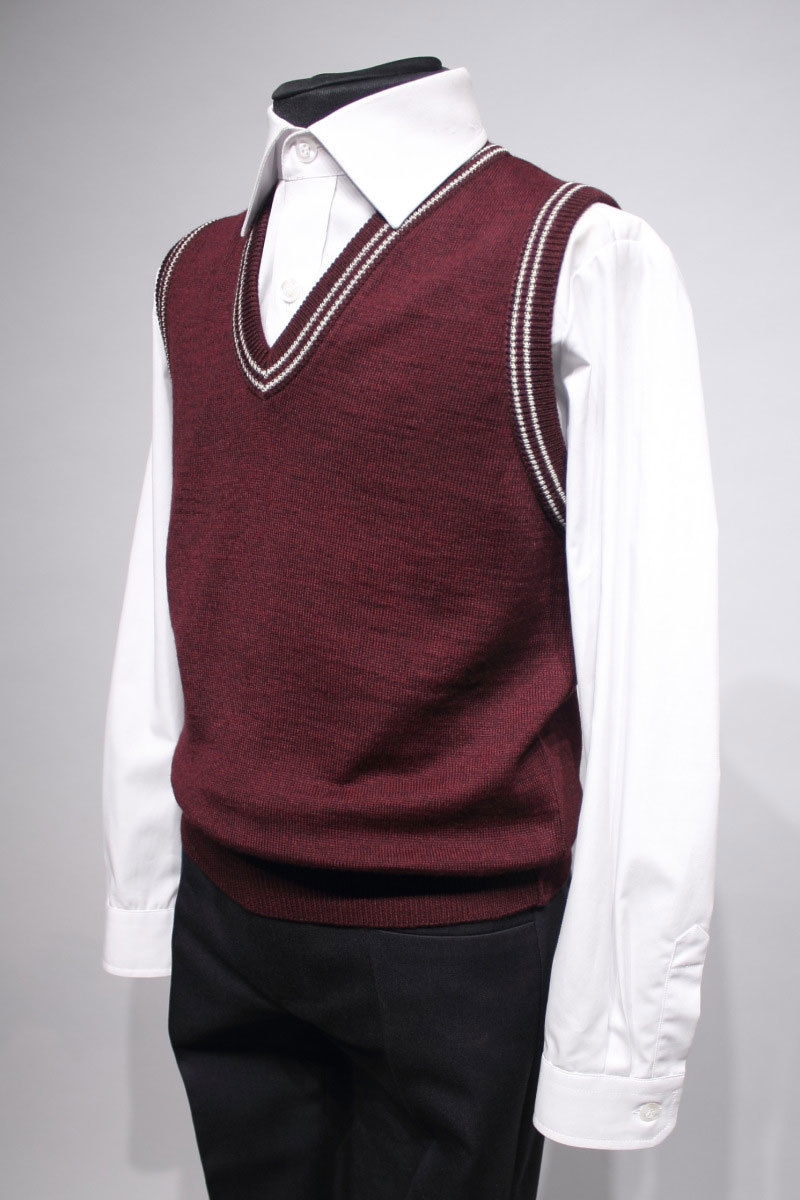 BURGUNDY KNITTED VEST FOR BOY, MODEL 221