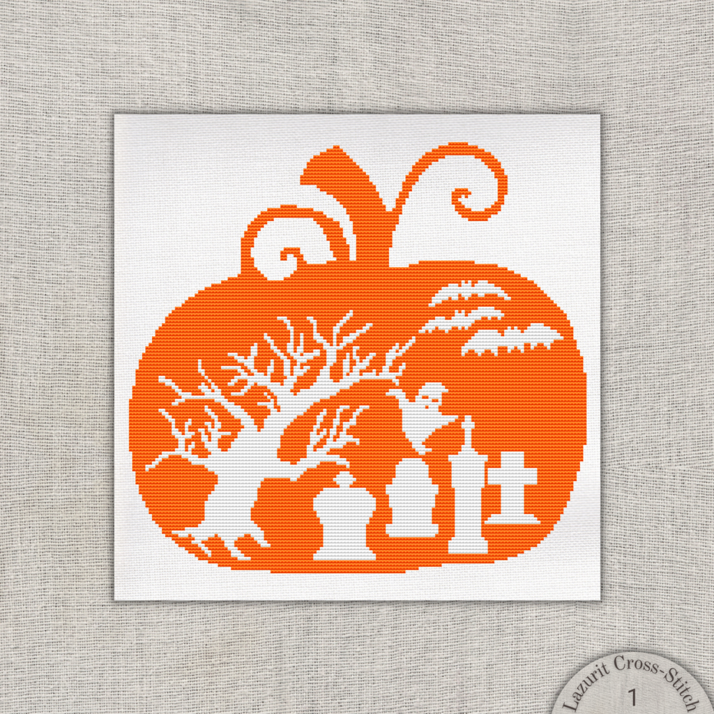 Jack-O-Lantern Halloween Cross Stitch Pattern - Trick or Treat Design