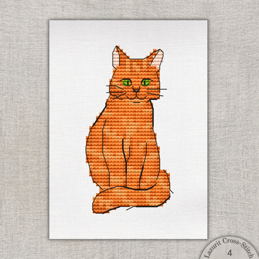 Cute Orange Tabby Cat with Green Eyes Cross Stitch Pattern - Simple to Stitch | The Purrfect Companion Cross Stitch