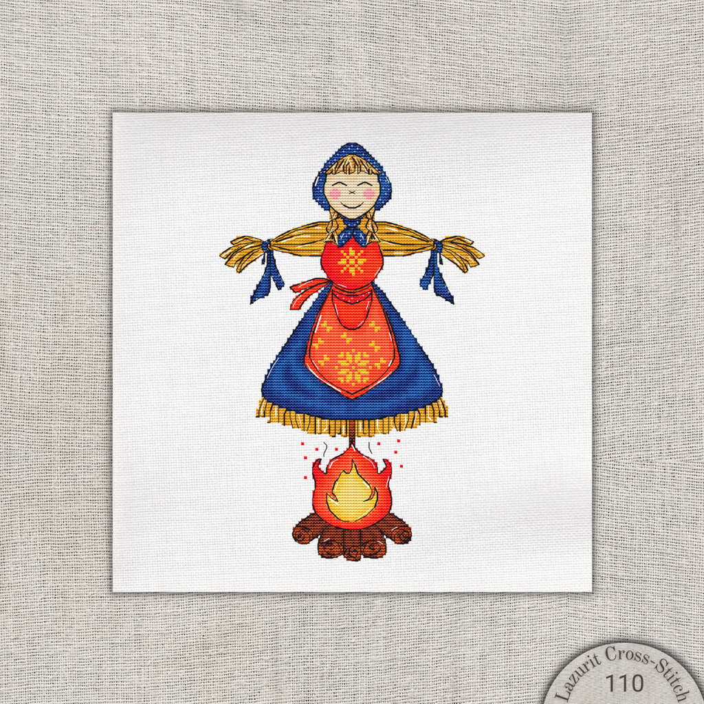 Maslenitsa Straw Doll Cross-Stitch Pattern - Goodbye Winter Craft