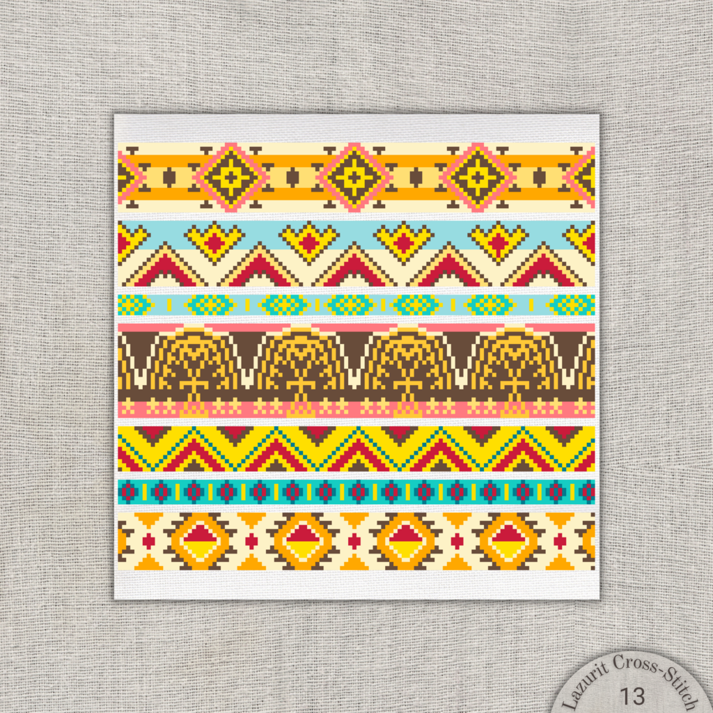 Southwestern-Inspired Cross-Stitch Pattern - Colorful Ethnic DIY Design