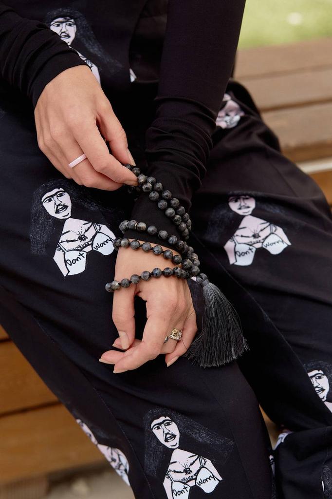 Мала из ларвикита 8 мм с серебристыми прожилками