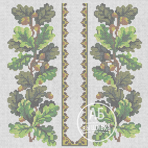 Набор дизайнов машинной вышивки крестом для мужской вышиванки Дубки